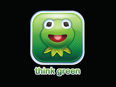Think Green button cute green icon kermit the frog muppets
