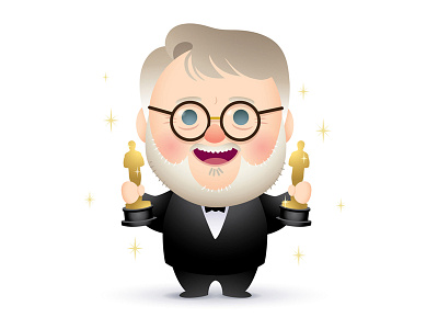 Guillermo academy awards caricature character design guillermo del toro illustration jerrod maruyama oscars the shape of water