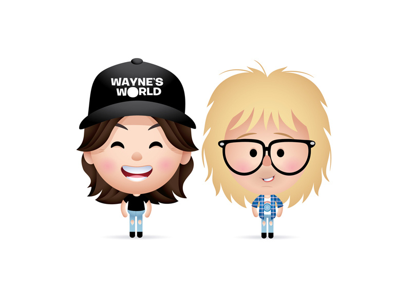 Party On! dana carvey mike meyers snl waynes world caricature character design illustration kawaii cute jmaruyama gallery 1988 sewcute