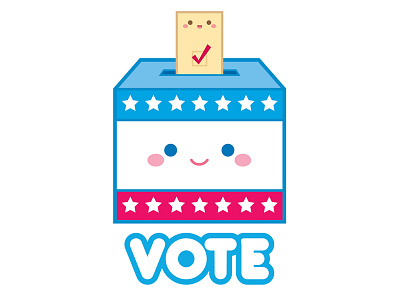 VOTE! ballot box character design cute election day icon illustration jerrod maruyama jmaruyama kawaii vote