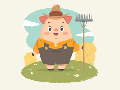 The Three Little Pigs - Limited Edition Print construction worker cute farmer kawaii lumberjack print three little pigs