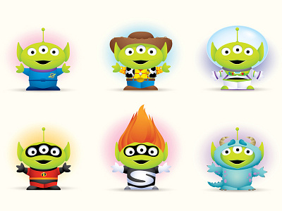 Little Green Men character design cute disney greeting cards illustration jerrod maruyama jmaruyama little green men pixar pixar studio store toy story