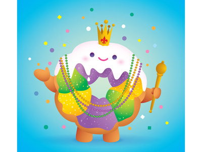 King Cake character design cute fat tuesday illustration kawaii king cake mardi gras