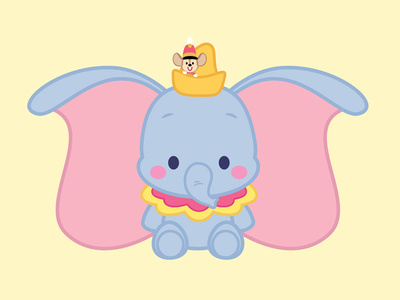 Dumbo character design childrens illustration cute disney dumbo icon illustration kawaii storybook
