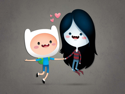 Finn and Marceline adventure time cartoon network chibi cute finn kawaii marceline vampire queen