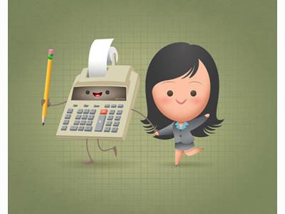 Kawaii Adding Machine accounting caricature chibi cute kawaii