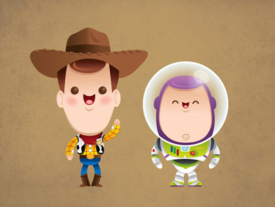 Kawaii Woody and Buzz buzz lightyear chibi cute disney kawaii pixar toy story woody