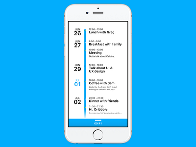 Calendar App Timeline app apple apps blue calendar ios iphone screen ui weather