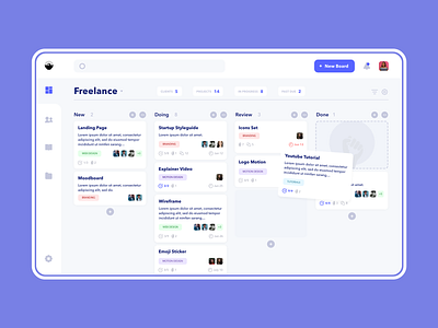 Project Management UI board cards dashboard freelance interfacedesign project manager task list task management ui uidesign ux