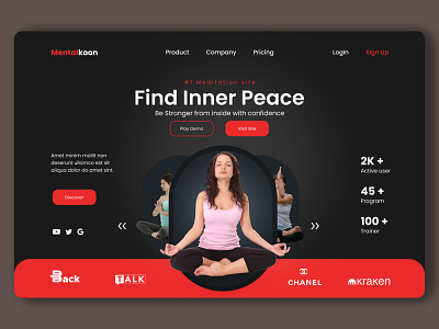 Yoga landing Page Concept appdesign branding design developer illustration mobile design responsive design ui uiux user experience user interface ux webdesign website design