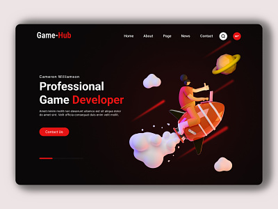 Game developer Hero concept.. behance branding dribbble illustration mobile design ui uiux user experience user interface ux webdesign