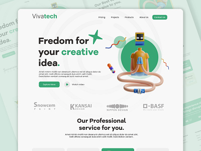 Creative Agency Landing page Concept appdesign behance branding developer dribbble illustration interface mobile design ui uiux user experience ux webdesign