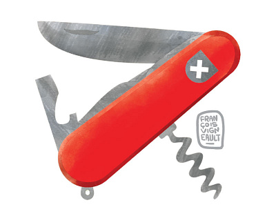 Knife illustration outdoorsy swiss army knife watercolor