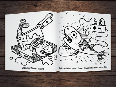 Phish Spread activity book cartooning coloring book connect the dots illustration