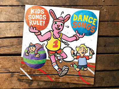 Kids Songs Rule Dance Songs album art cartooning illustration watercolor