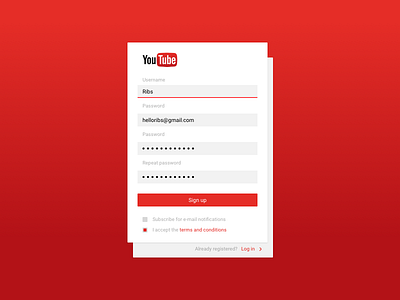 Youtube "Sign Up" concept