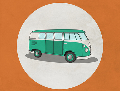 VW Kombi flat graphic design illustration myanmar vector