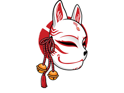 Japanese Kitsune Mask Design Illutration