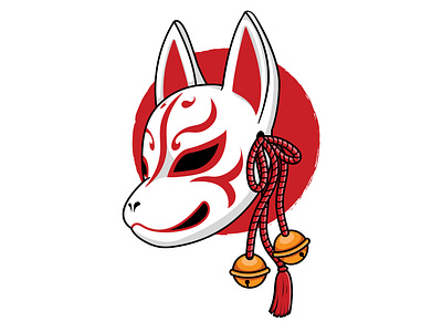 Japanese Kitsune Mask Design Illustration