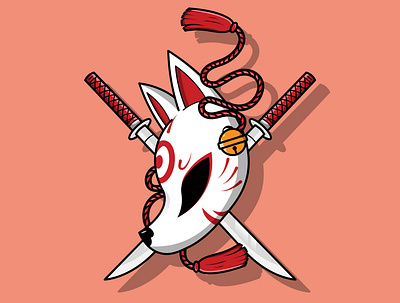 Japanese Kitsune Mask Design Illustration