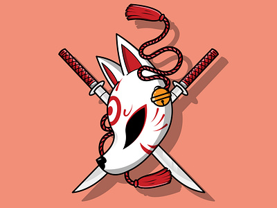 Japanese Kitsune Mask Design Illustration