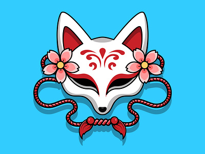 Japanese Kitsune Mask Design Illustration