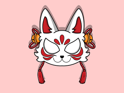 Japanese Kitsune Mask Design Illustration