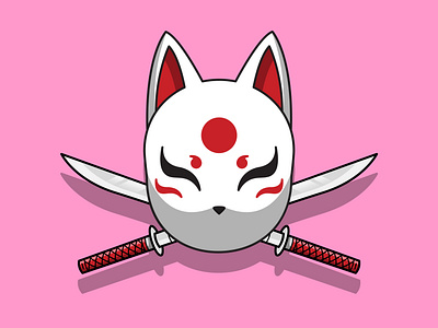 Japanese Kitsune Mask Design Illustration