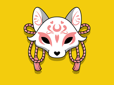 Japanese Kitsune Mask Design Illustration