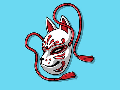 Japanese Kitsune Mask Design Illustration