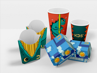 "KUSAKA" fast food branding box branding cartoon cover cup design illustration kids packaging