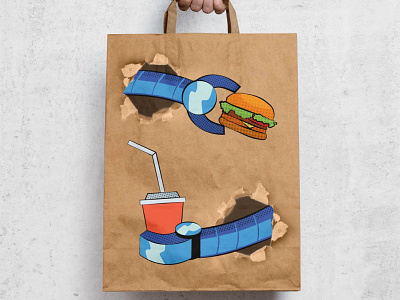 Take away bag bag branding design hand drawing illustration packaging