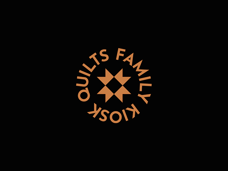 Family Kiosk Quilts. Blanket brand logo animatedlogo brandmark logo mark quilt roundlogo stamp