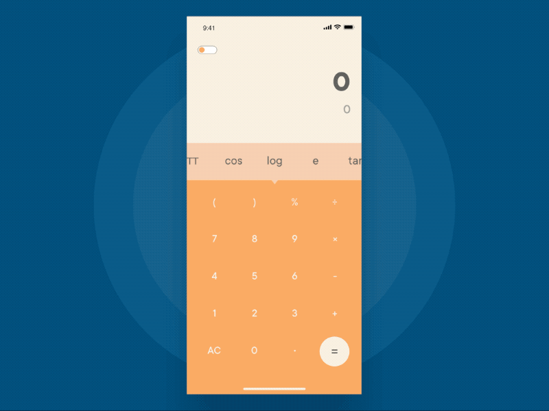 Daily UI #004 Scientific Calculator dark theme dark mode uxdesign ui motion dailyui calculator ui daily 100 challenge app ui uiuxdesign
