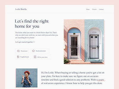 Leslie Rotella Site blue design pink subtle typography