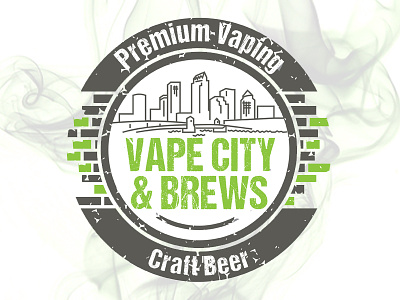 Logo Design for Vape City & Brews badge brick city design green logo round vape