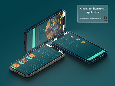 Geranium restaurant food ordering application (Mobile Version) design designer figma food ordering application geranium mobile user interface product designer ui ui design uiux user interface