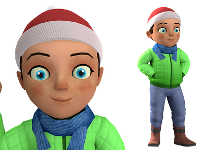 Cartoon boy in winter clothes 3d graphic design motion graphics