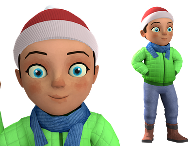 Cartoon boy in winter clothes