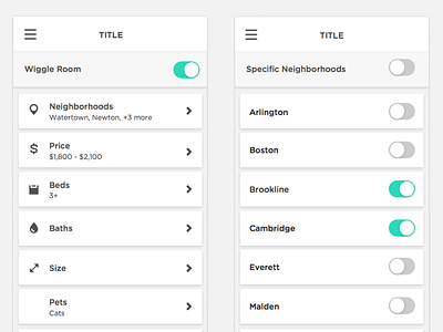 Filters filter real estate search toggles