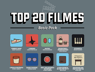 Top 20 Movies Basic Pack branding design graphic design icon illustration vector