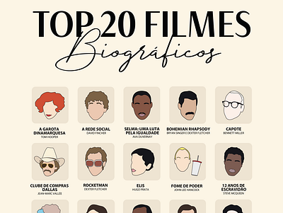 Top 20 Biography Movies Scratch-off Poster branding design graphic design illustration vector
