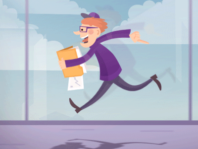 Office Dude In The Mood animation character fireart fireart studio motion design motion graphics office run running