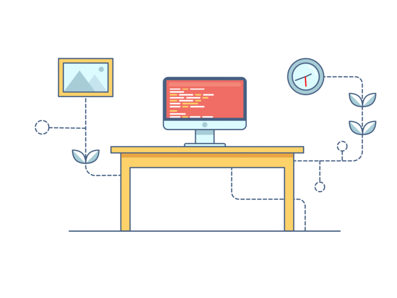 Codio Explainer animation code explainer fireart fireart studio man motion design motion graphics programming screen table