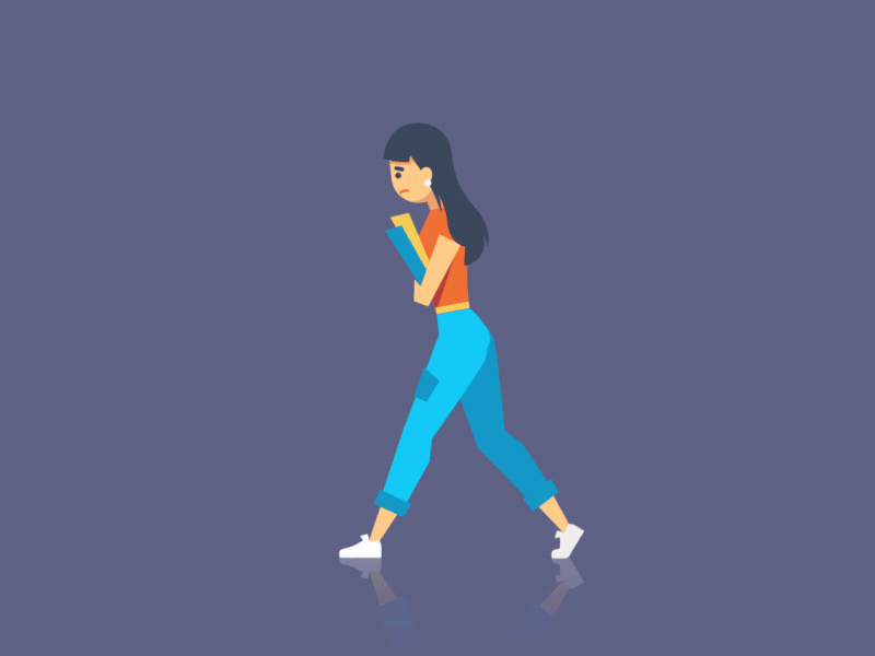 Girl Walk Cycle after effects animation character fireart fireart studio motion design motion graphics walk walk cycle work in progress