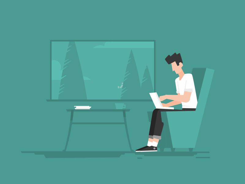 Buildbunker fireart studio fireart laptop cafe forest character motion design motion graphics animation