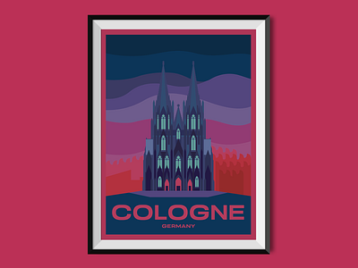 Cologne cathedral church city illustration cologne flat illustration germany köln medieval poster poster design