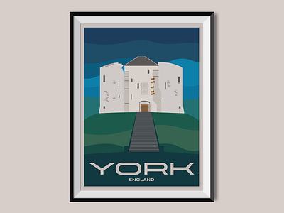 York castle city illustration england flat design flat illustration medieval places poster poster design rose wars tower travelling united kingdom
