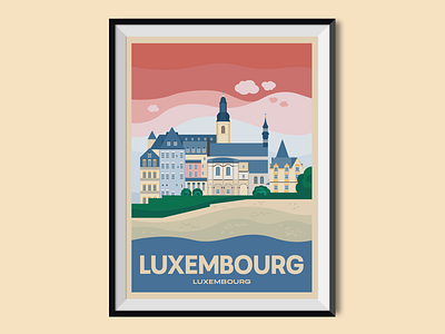 Luxembourg castle city city illustration cityscape flat design flat illustration old town places poster town travel