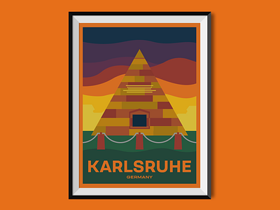 Karlsruhe city city illustration cityscape flat illustration germany karlsruhe poster poster design pyramid travel
